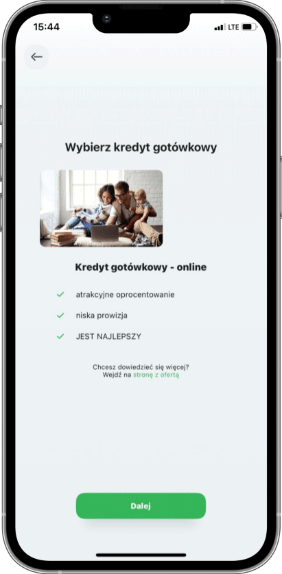 Proces składania wniosku o kredyt gotówkowy online w aplikacji SGB Mobile